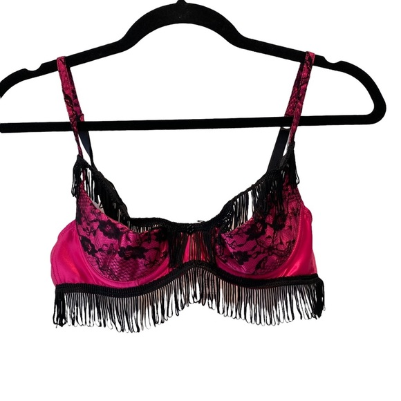 Victoria's Secret Other - NWT VS Very Sexy Fringe Open Quarter Cup Lace Bra Pink Black size Small